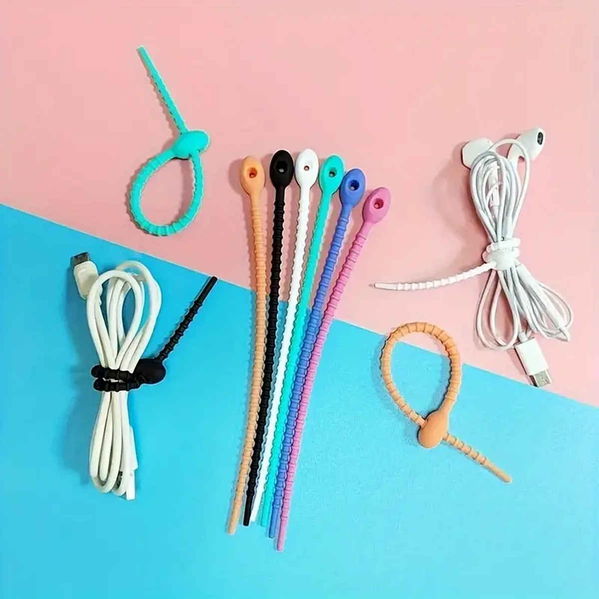 Food Storage Zip Bags - Silicone Reusable Cable Wire Organizer, Storage