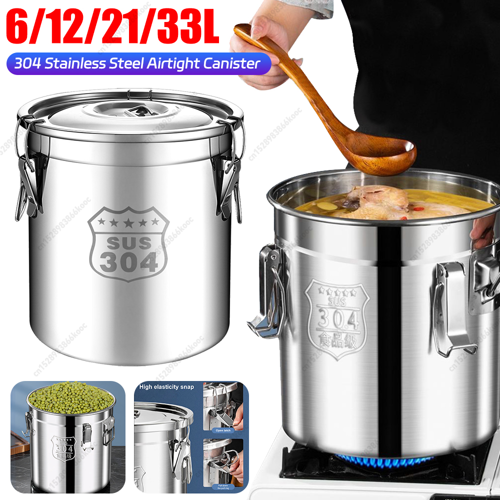 Food Storage With Colander - 6/12/21/33L Stainless Steel Food Oil Sugar