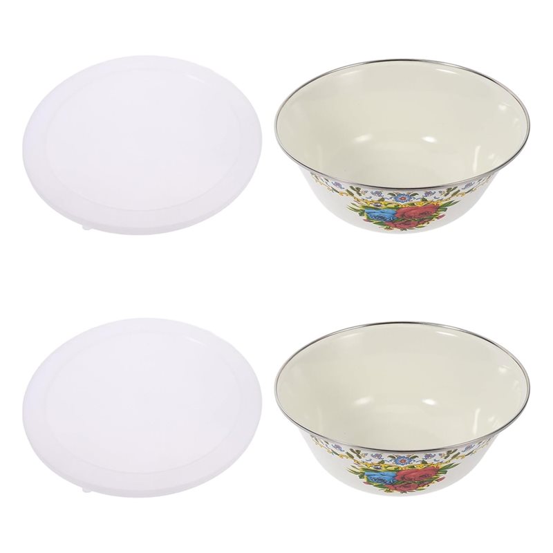 Food Storage Yellow - 【FLASH DEAL】Vintage Style Enamel Bowl Set-2Pcs