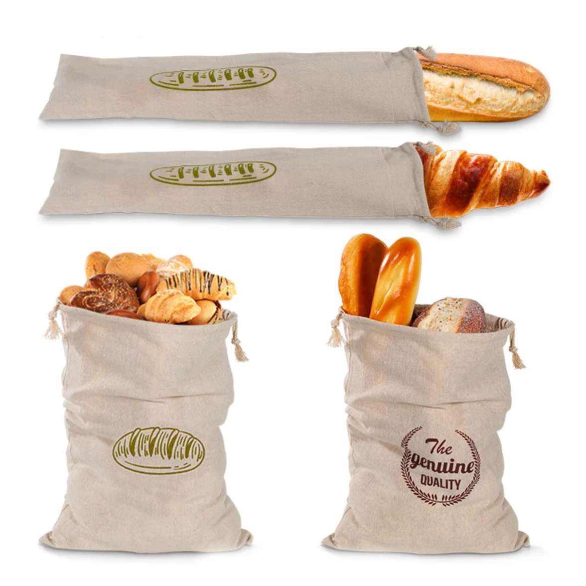 Beeswax Food Wrap - Linen Bread Bags Reusable Drawstring Bag
