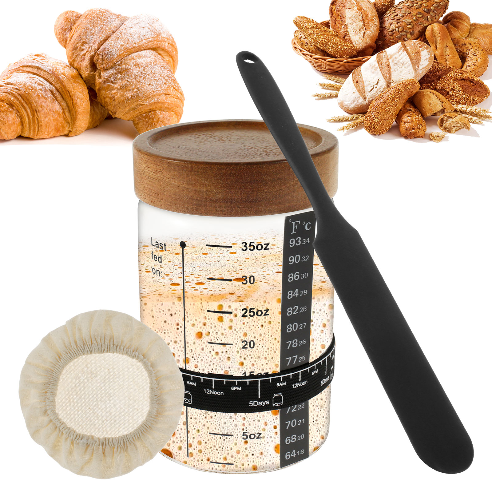 Food Storage Kits - Sourdough Starter Jar Kit 1000ml Dough