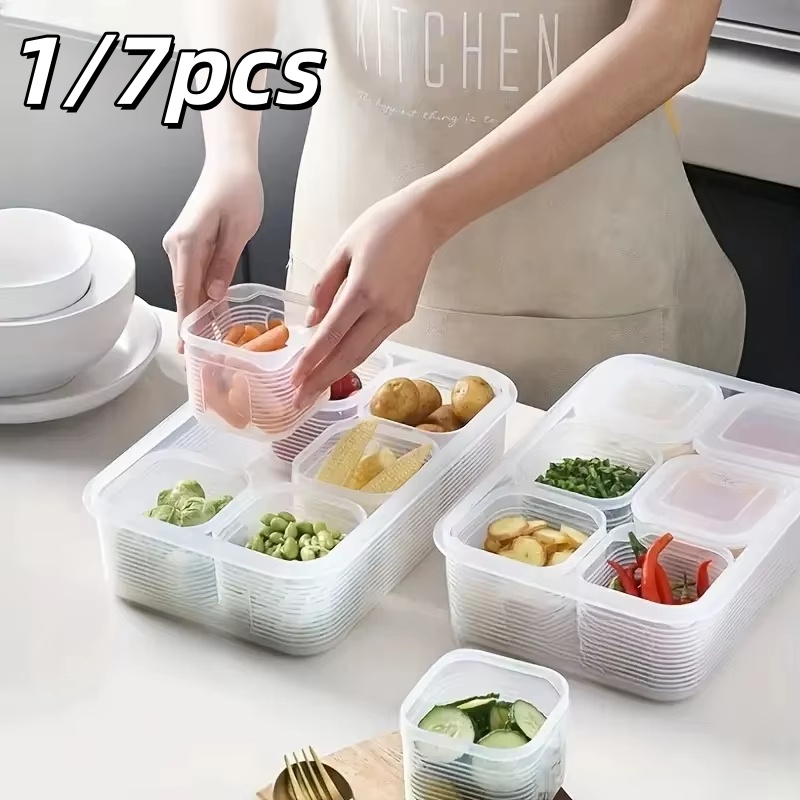 Food Storage Box Plastic - 1/7pcs Food Storage Container 6 Grids