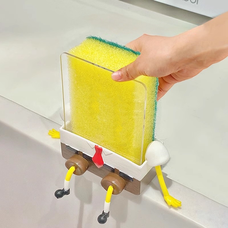 Food Storage Rack For Kitchen - Dishwashing Cartoon Sponge Storage Rack Wash