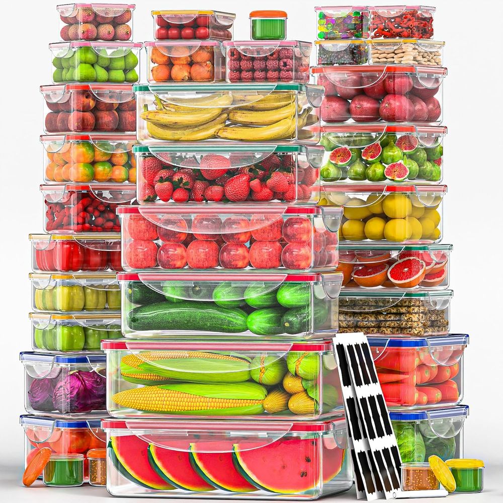 Food Storage Box Plastic - 70 Pcs Large Food Storage Containers