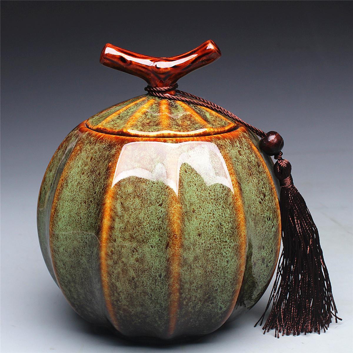 Pumpkin Style Tea Jar, Ceramic - Food Storage Yellow 리뷰 및 가격