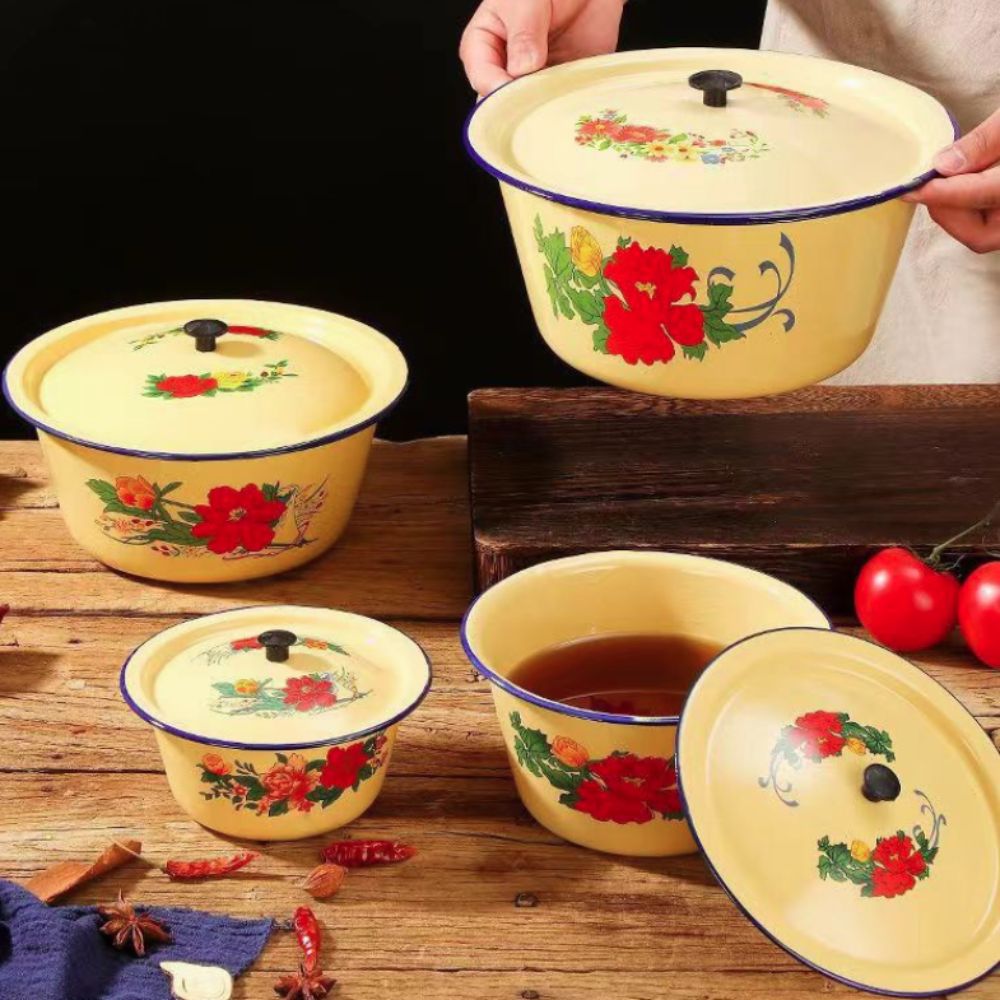 Food Storage Pot Vintage Ename - Food Storage Yellow 리뷰 및 가격