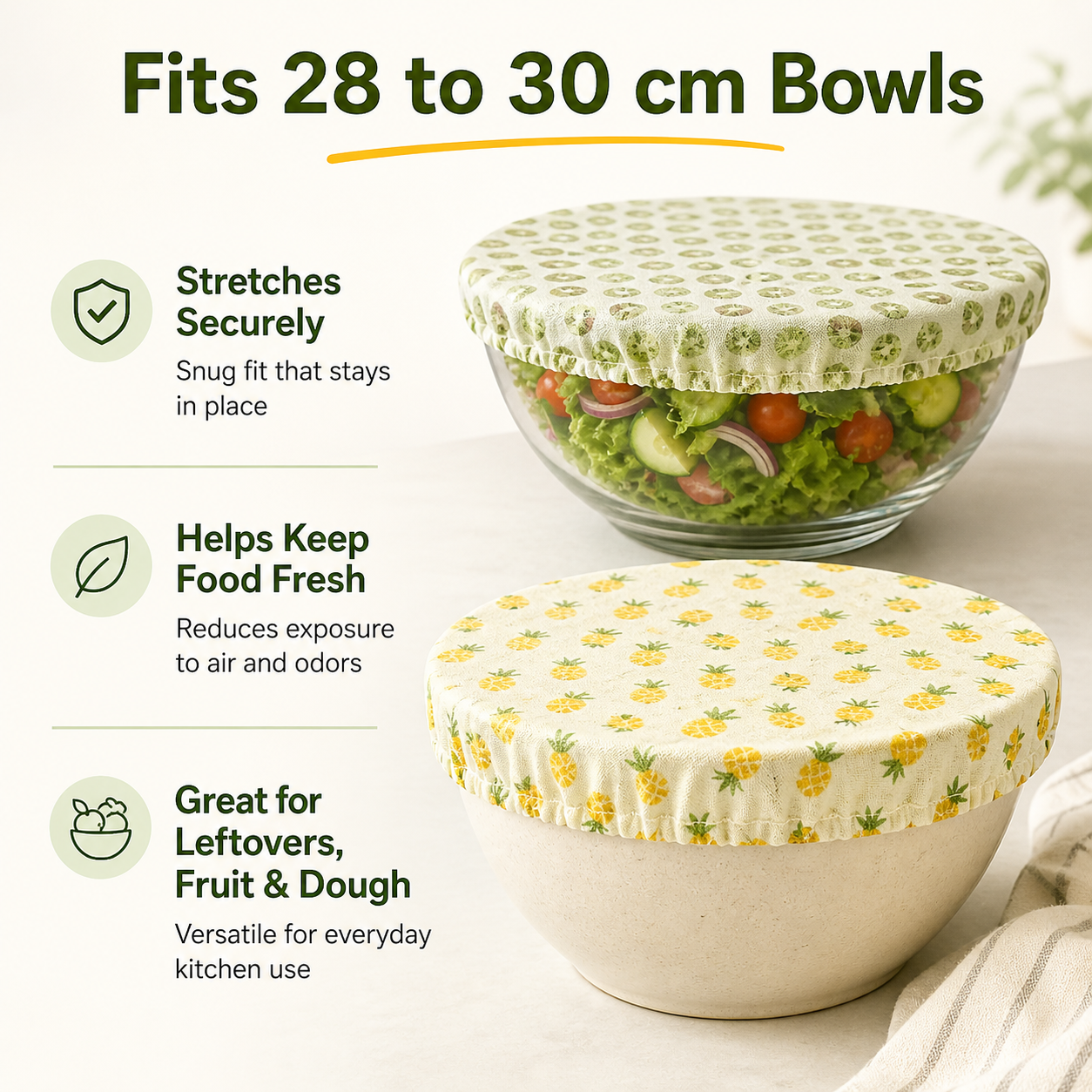 Cotton Bowl Cover, Elastic Edg - Food Storage Yellow 리뷰 및 가격
