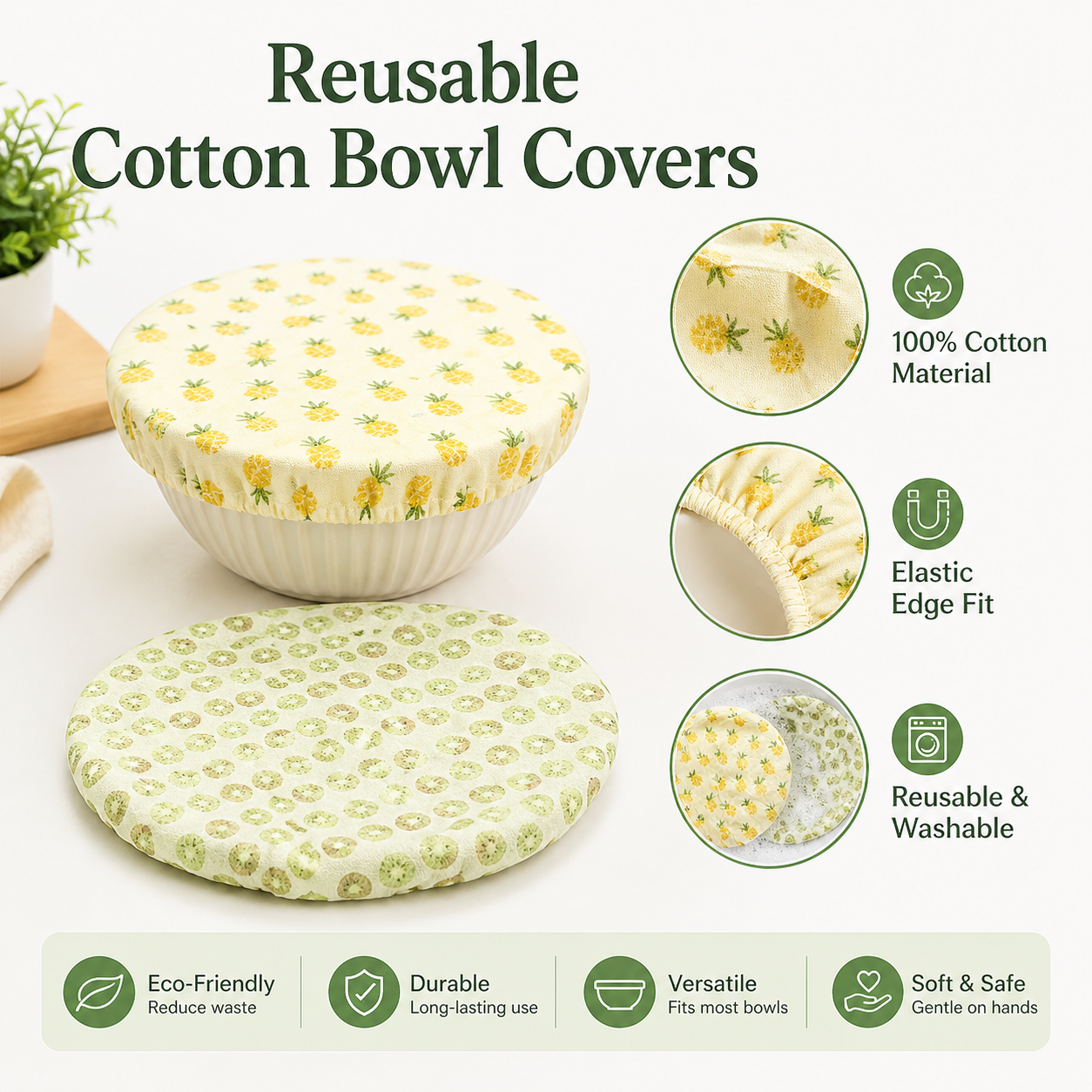 Cotton Bowl Cover, Elastic Edg - Food Storage Yellow 리뷰 및 가격