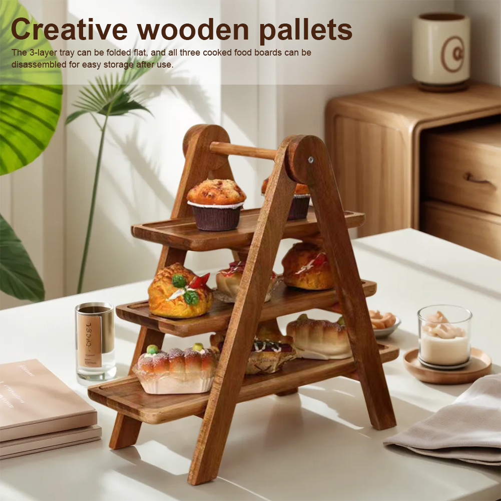 2Pcs Wooden Serving Platter 3  - Food Storage Rack For Kitchen 리뷰 및 가격