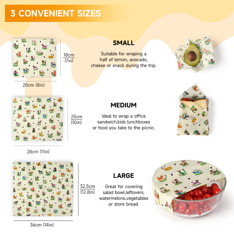 6 Packs (2S. 2M, 2L) reusable  - Beeswax Food Wrap 리뷰 및 가격