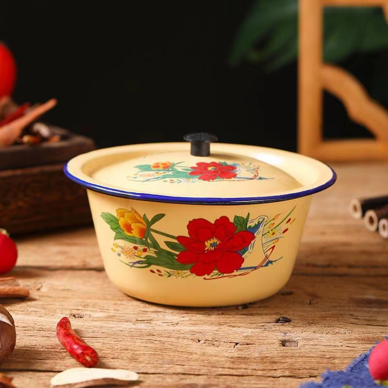 Food Storage Pot Enamel Basin  - Food Storage Yellow 리뷰 및 가격
