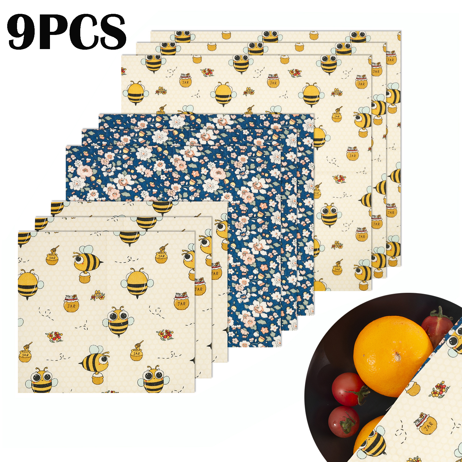 9Pcs Beeswax Food Wraps 3 Size - Beeswax Food Wrap 리뷰 및 가격