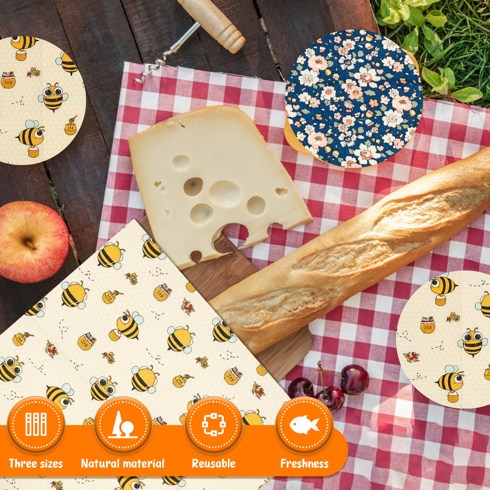9Pcs Beeswax Food Wraps 3 Size - Beeswax Food Wrap 리뷰 및 가격