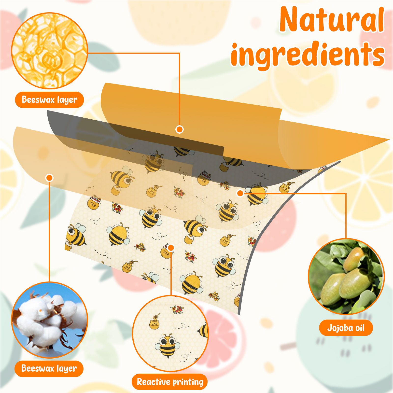 9Pcs Beeswax Food Wraps 3 Size - Beeswax Food Wrap 리뷰 및 가격