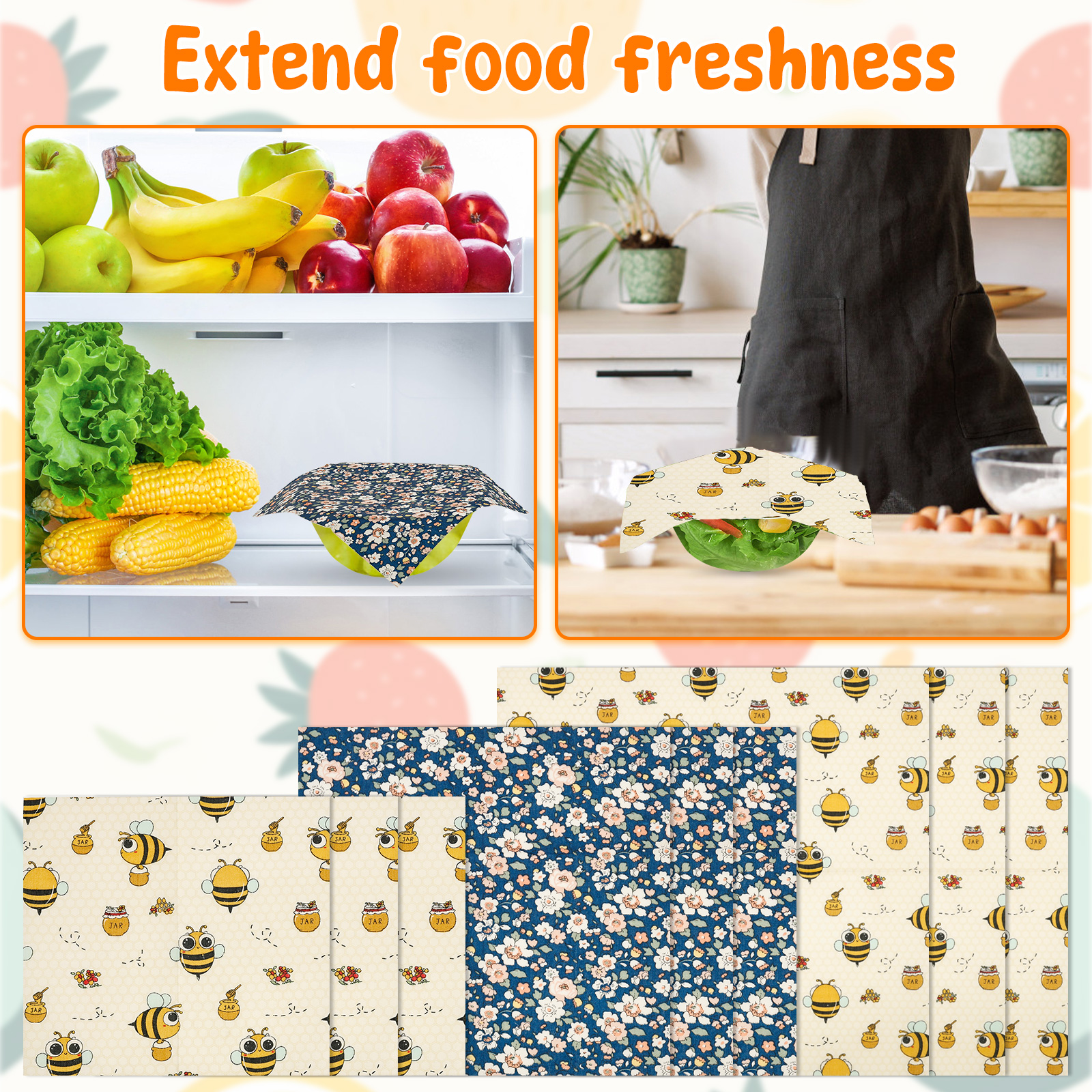 9Pcs Beeswax Food Wraps 3 Size - Beeswax Food Wrap 리뷰 및 가격