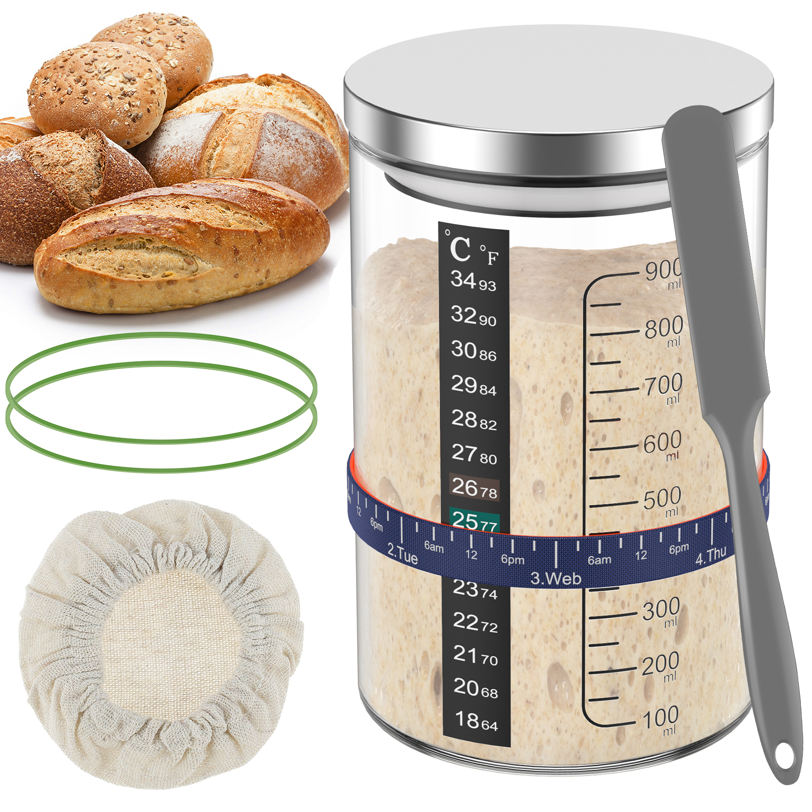 Sourdough Starter Jar Kit 900m - Food Storage Kits 리뷰 및 가격