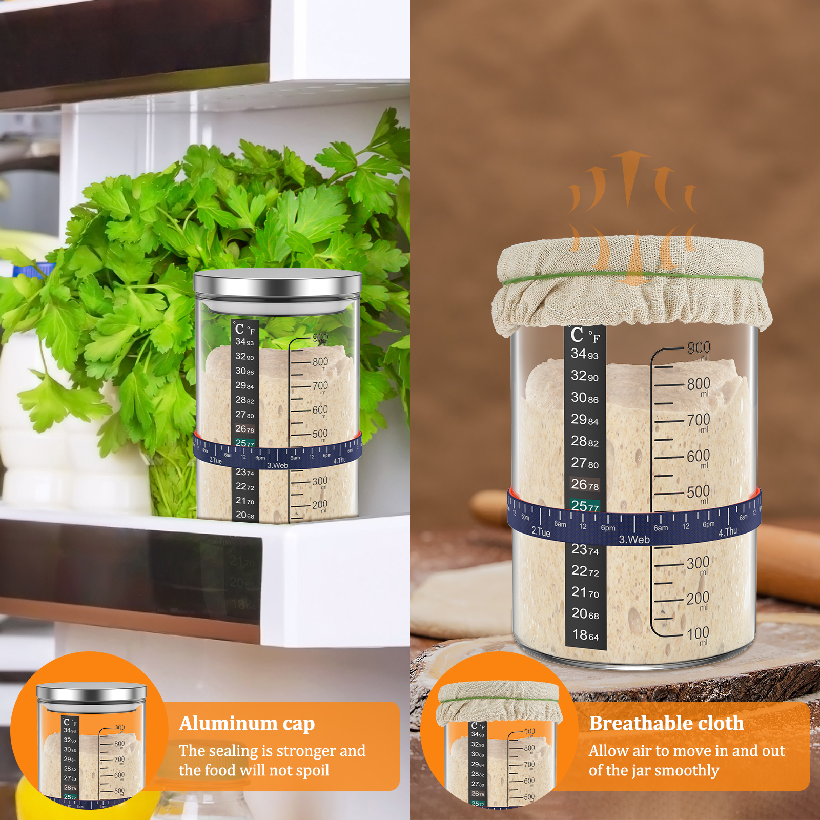 Sourdough Starter Jar Kit 900m - Food Storage Kits 리뷰 및 가격
