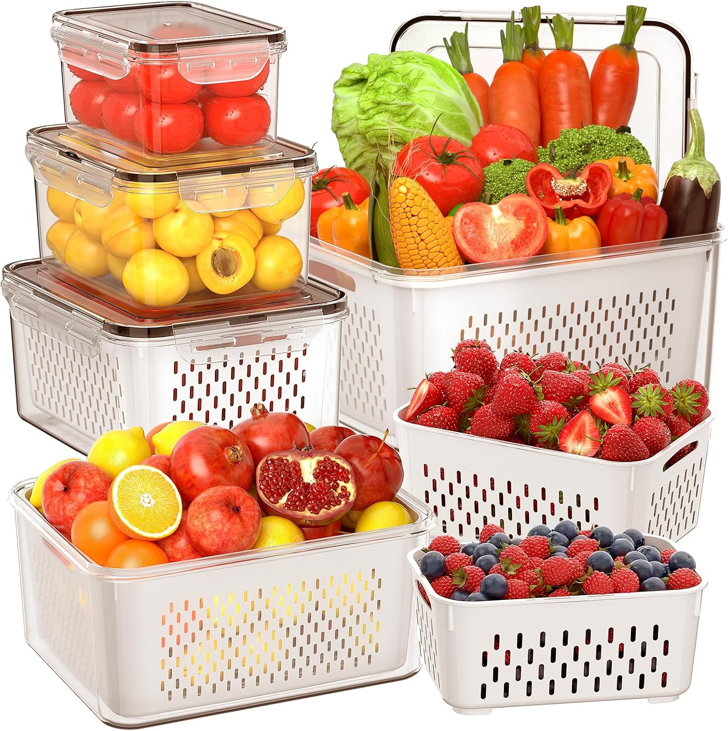 5 PCS Large Fruit Storage Cont - Food Storage With Colander 리뷰 및 가격
