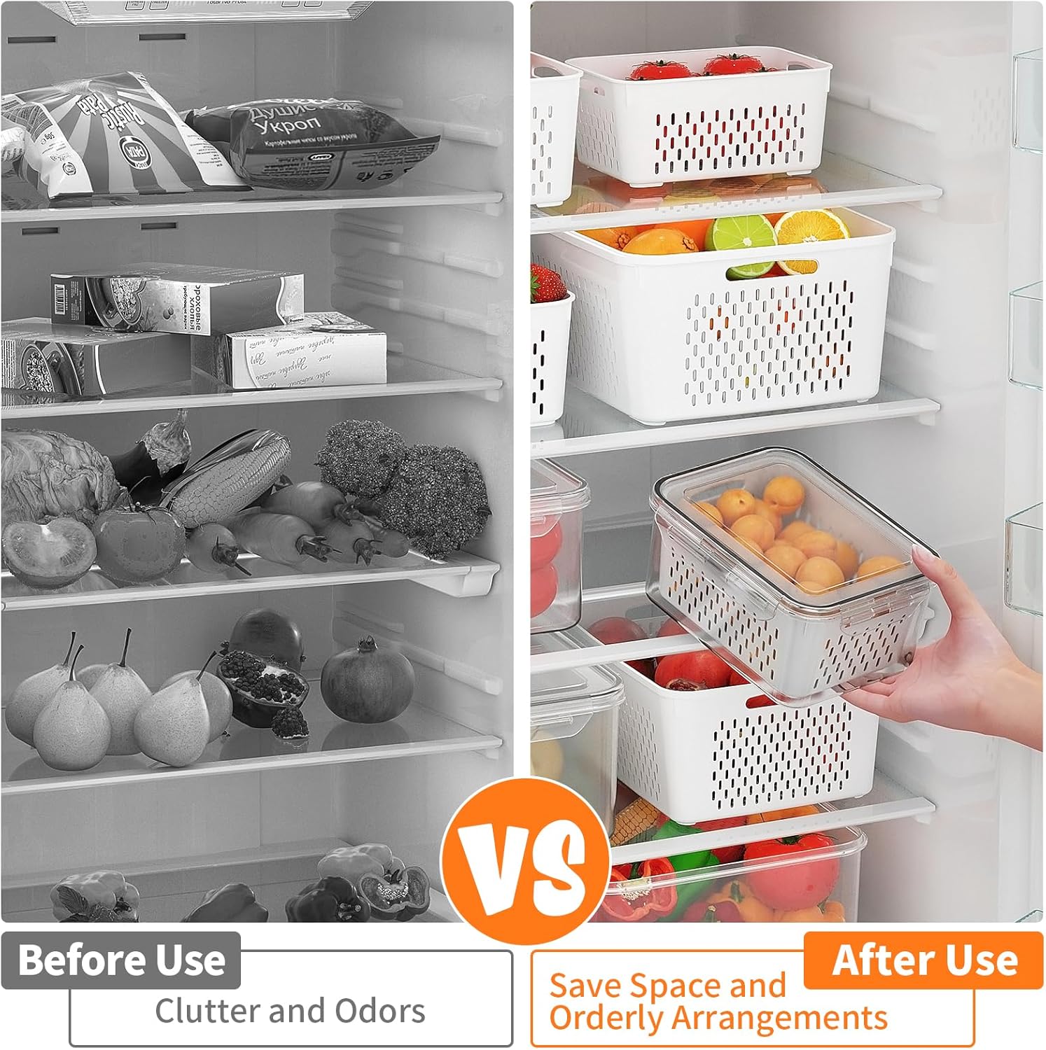 5 PCS Large Fruit Storage Cont - Food Storage With Colander 리뷰 및 가격