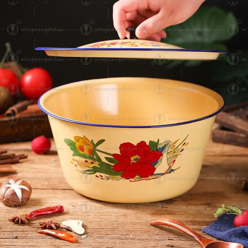 Food Storage Pot Enamel Basin  - Food Storage Yellow 리뷰 및 가격