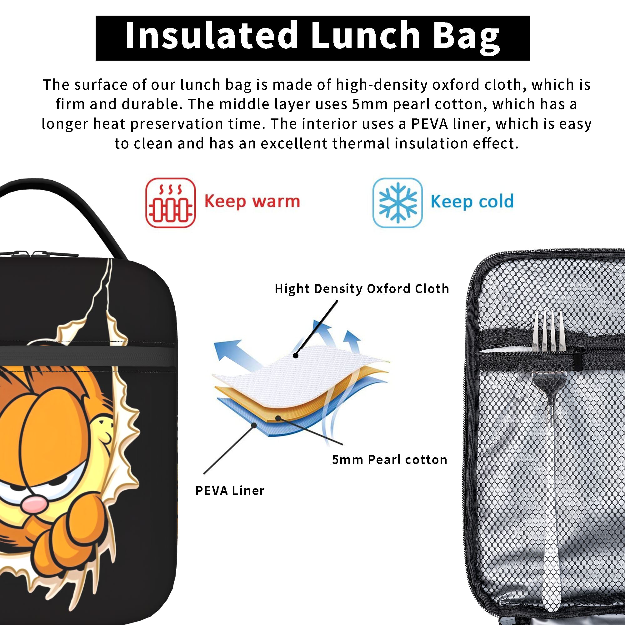 Garfielded Insulated Lunch Bag - Food Storage In Cooler 리뷰 및 가격